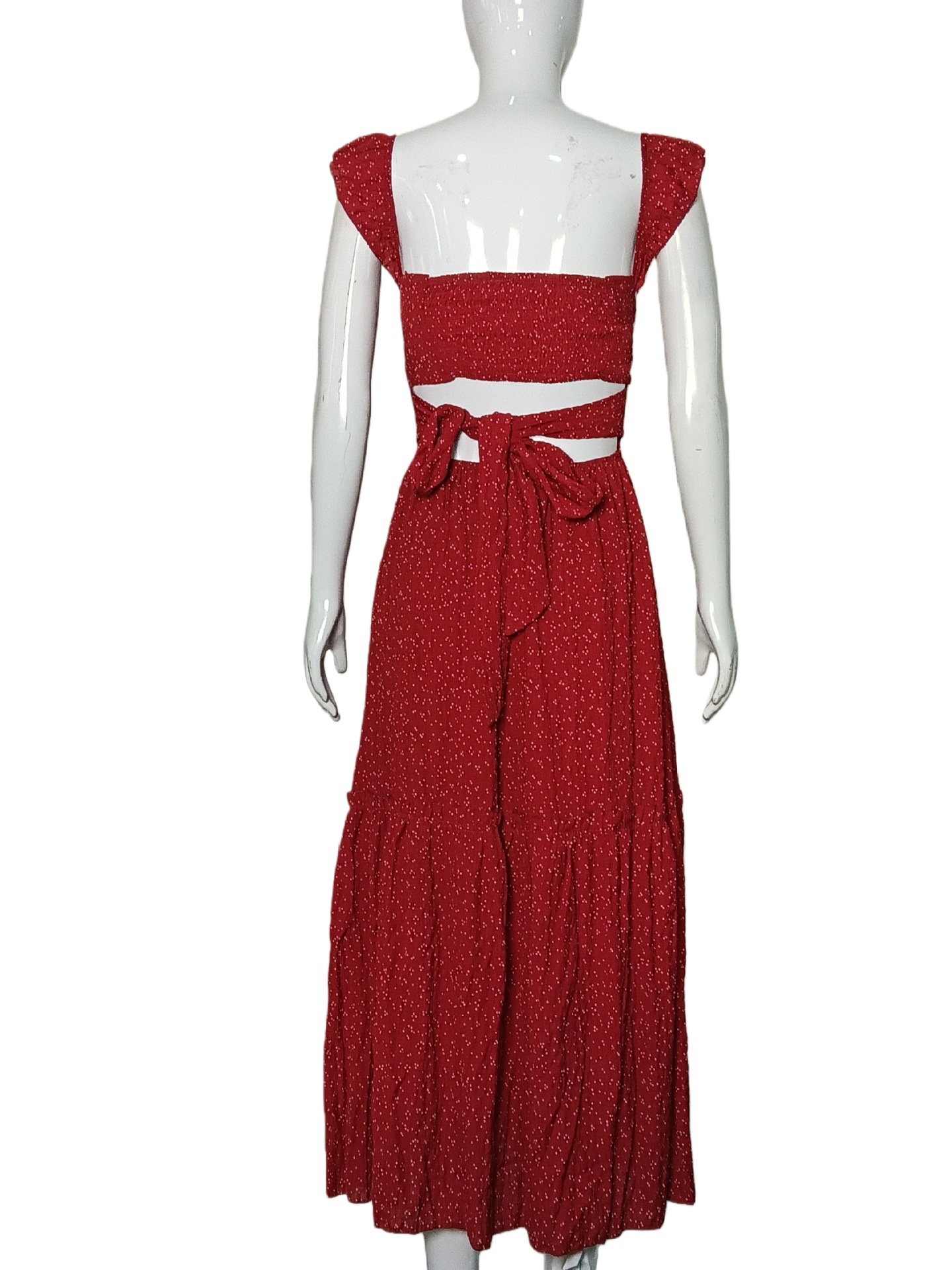 Women's Square Neck Floral Print Halter Flowy Tiered Maxi Dress – Bohemian Summer Resort Gown_ecoleips.com