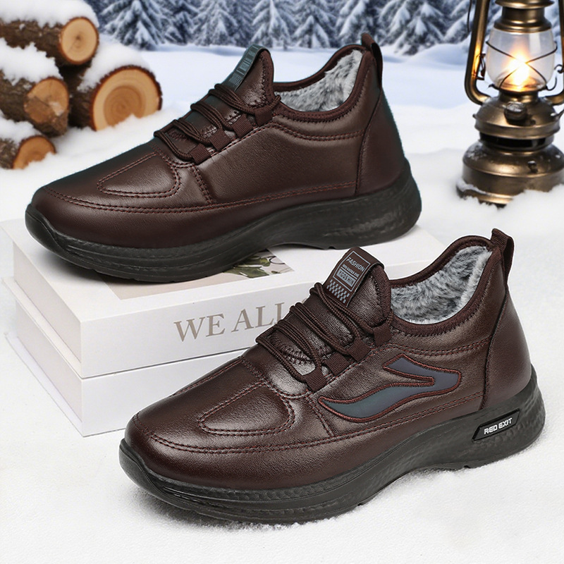 Zapatos de algodón, nuevos zapatos de invierno para hombres al aire libre más botas de nieve gruesas de terciopelo, botas cálidas y a prueba de frío, botas de poliuretano transfronterizas