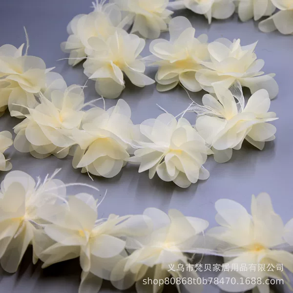 Organza three-dimensional gradient lace headdress big flower wedding decoration material clothing flower wedding petals