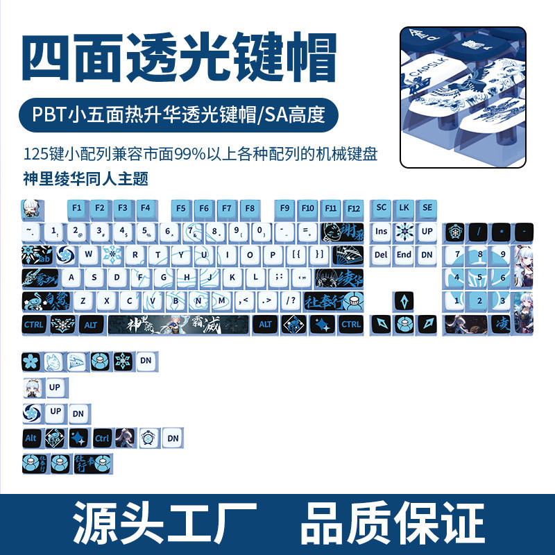 Hot Selling Shenli Yinghua Mechanical Keyboard Keycap Ball Cap Pudding Pc Transparent Pbt Material Four-Sided Light Transmission Small Set