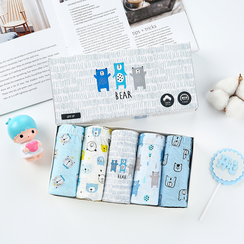 新款儿童棉内裤中大男童三角裤卡通盒装宝宝面包短裤厂家一件代发|ms