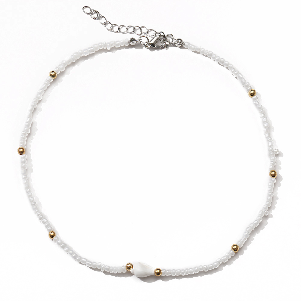 New Bohemian White Miyuki Beads Shell Necklace Wholesale Nihaojewelry display picture 2