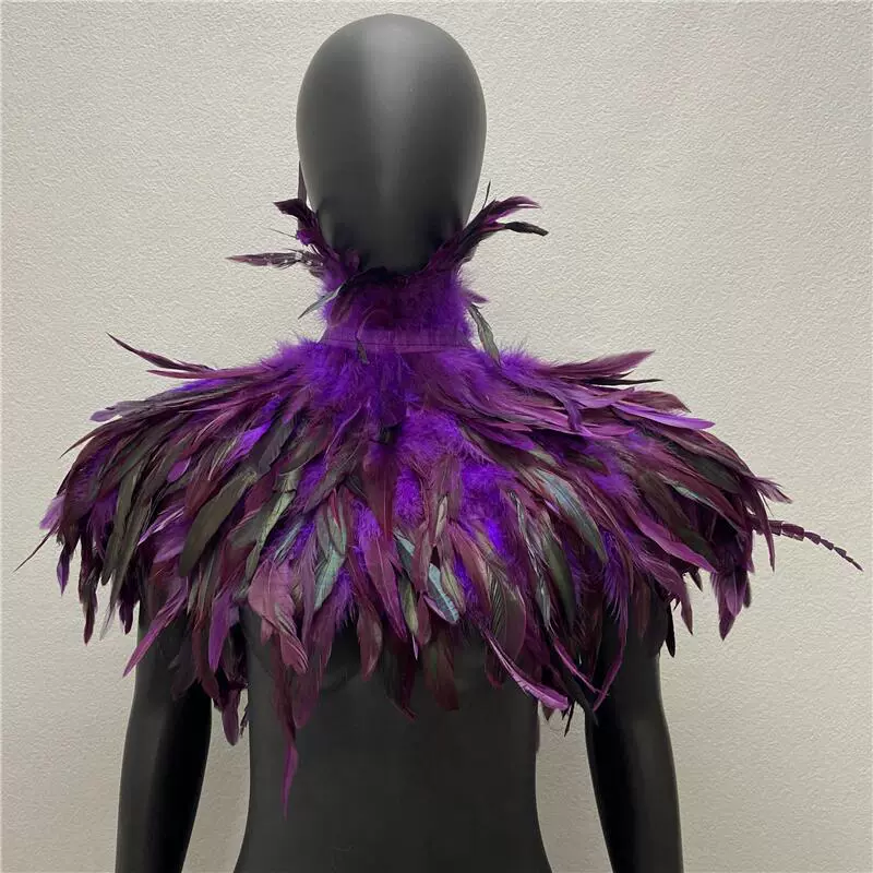 Feather Cape Collar, 120 cm, Multi‑color Costume Accessory (includes white goose feathers)