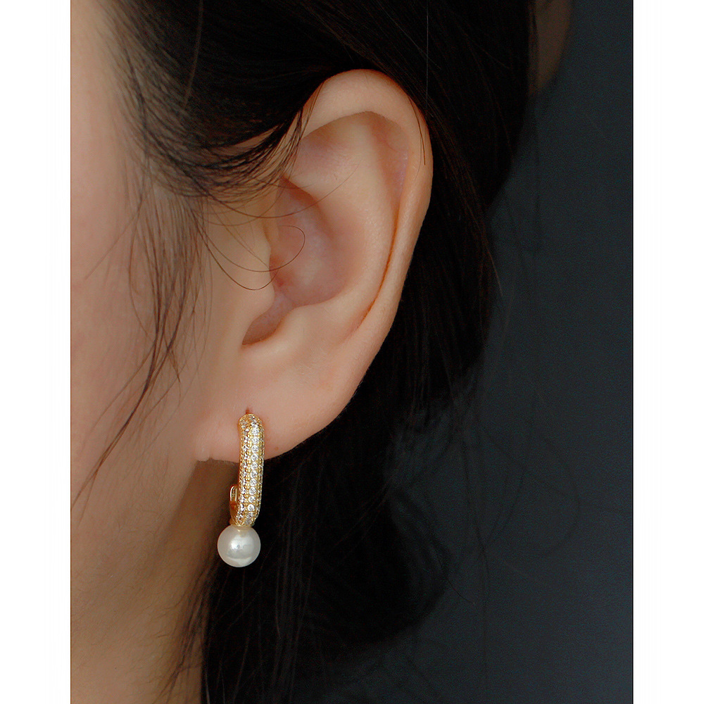 925 Sterling Silver Ear Needle Material 18K Real Gold Plated, Platinum Plated Plating Material 1 Pair 925 Sterling Silver Zircon Geometric Earrings