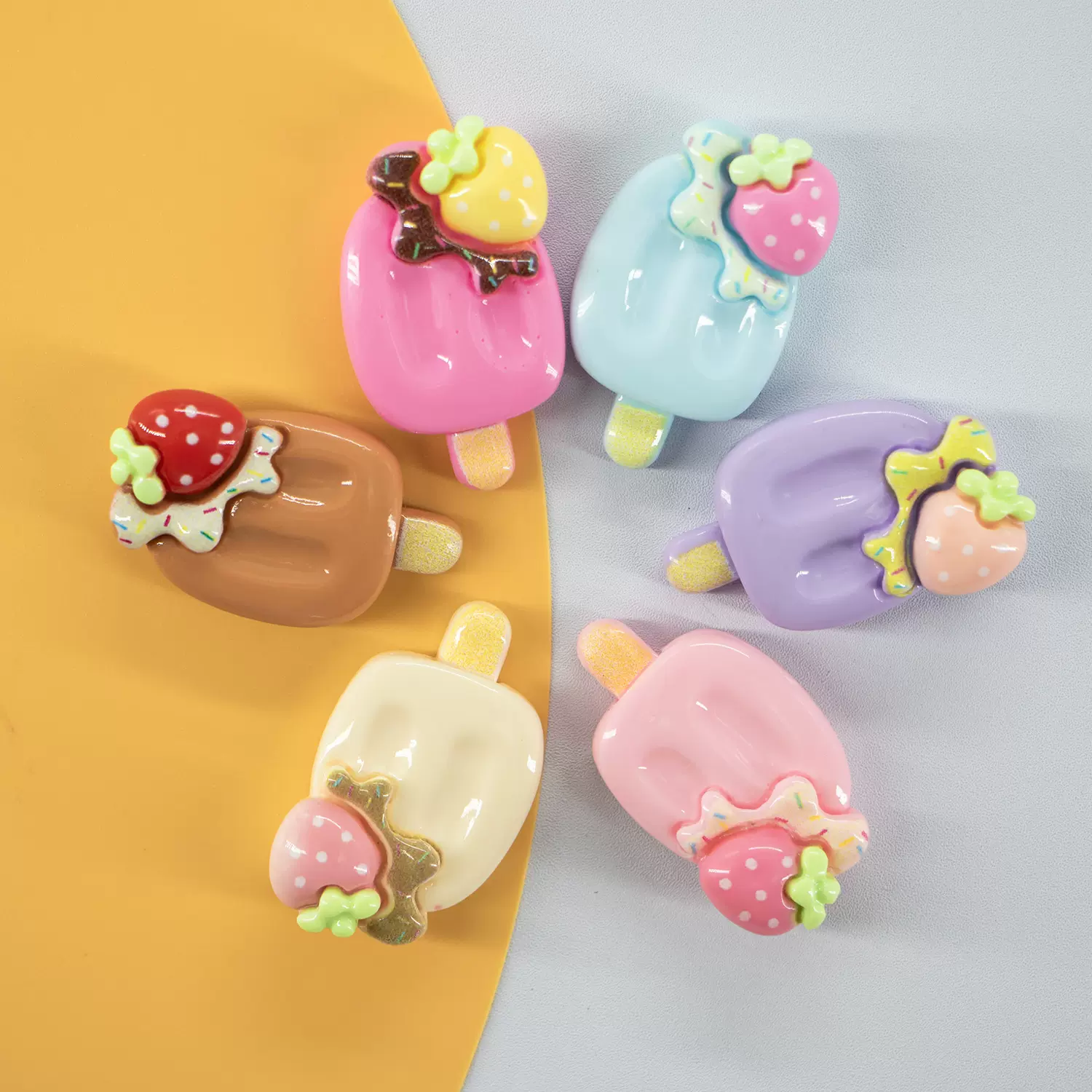 树脂贴片批发diy发饰手工材料奶油胶手机壳饰品贴片亮面 草莓雪糕