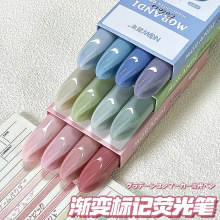 双头渐变荧光笔ins日系高颜值三色记号笔学生划重点手账笔标记笔