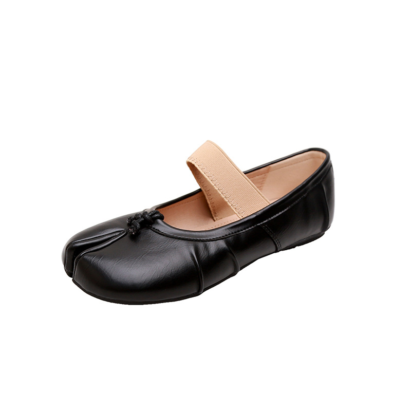 Madre de uva Sra. Yingli ~ Versión de piel de oveja boca baja zapatos de manitas de cerdo con un pie de punta dividida zapatos planos de ballet