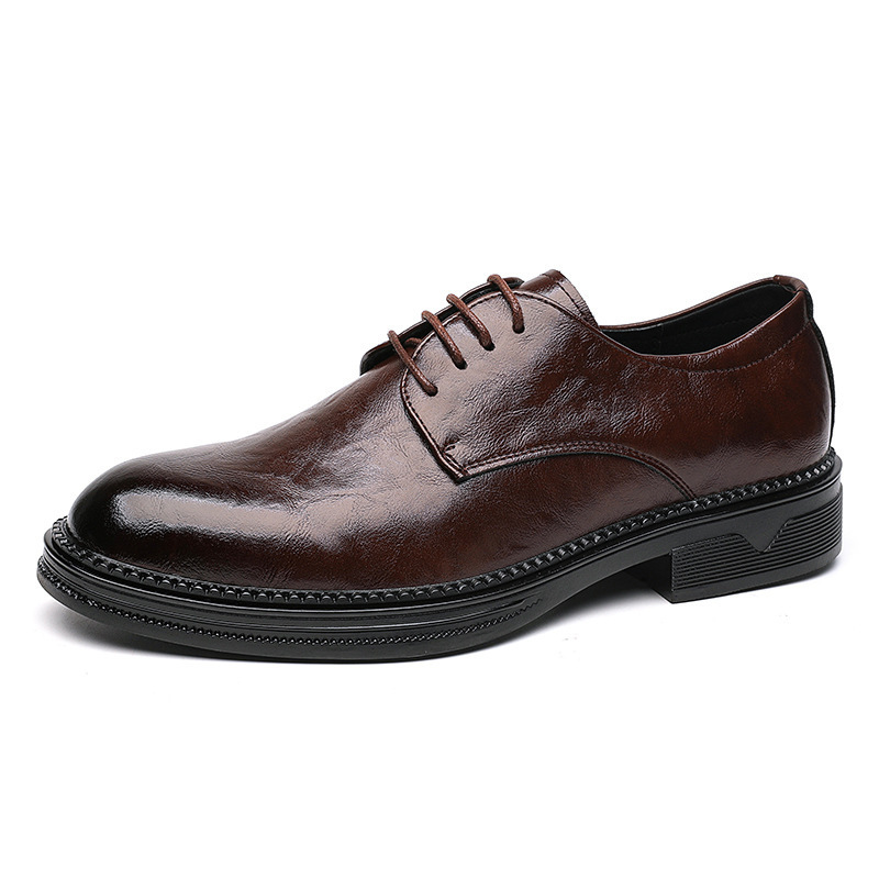 Zapatos de cuero para hombres 2025 primavera y otoño ropa formal de negocios de hombre zapatos de derby casuales zapatos de cuero de altura baja británicos