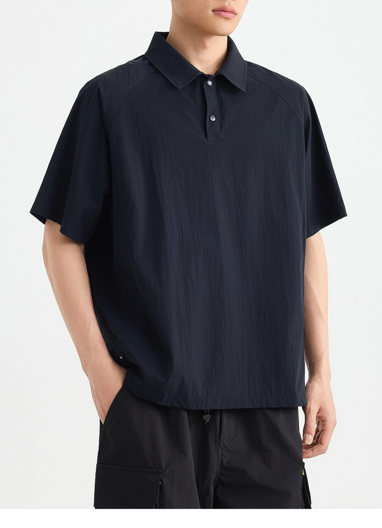 Áo polo nam tay raglan thể thao thành phố, chất liệu nhẹ khô nhanh — Màu trắng sữa chi tiết 24