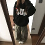 宽松连帽秋冬爱心卫衣