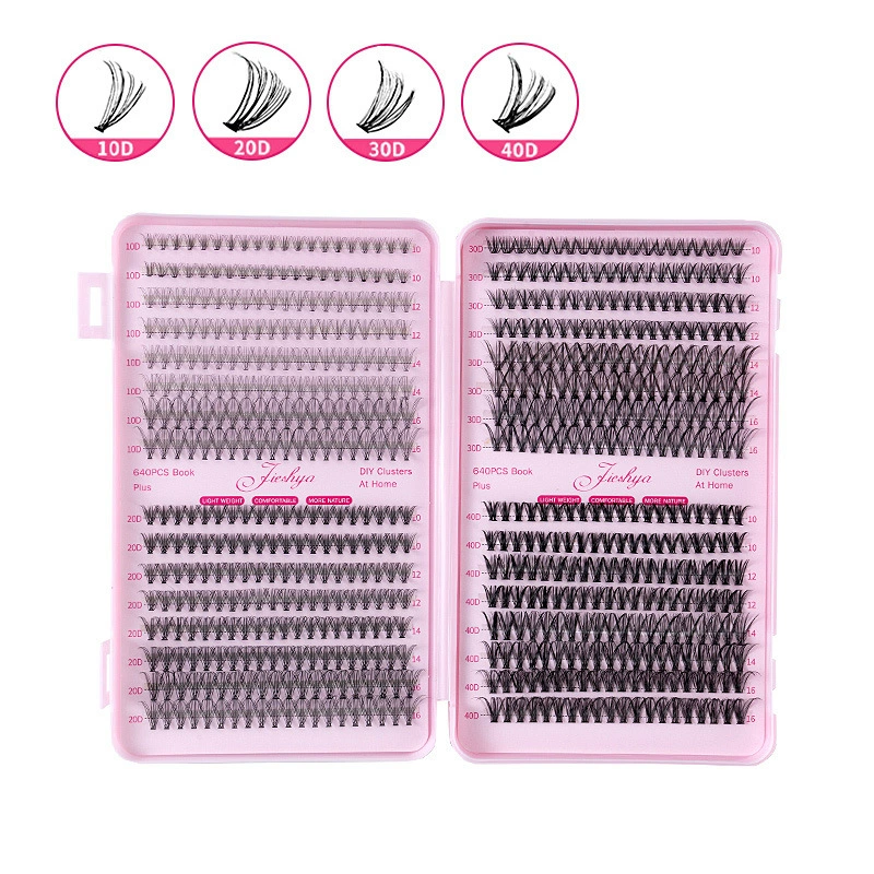 False Eyelash DIY Book, 640 pcs Clusters, 10D–40D Volume, Gift Box Kit