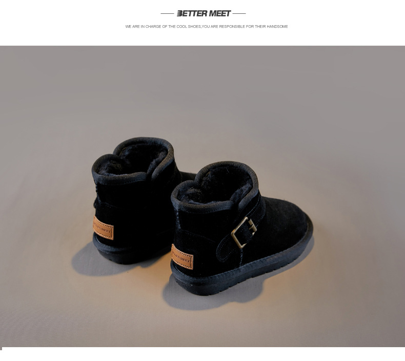 Bottes de neige pour enfants, chaussures d'hiver chaudes en coton pour garçons, bottes courtes pour filles, chaussures en coton imperméables et épaisses pour bébé_voghion.com