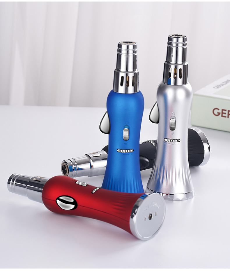 Accendino a forma di razzo unico, antivento, a fiamma rossa, ricaricabile, portatile, per barbecue all'aperto._voghion.com