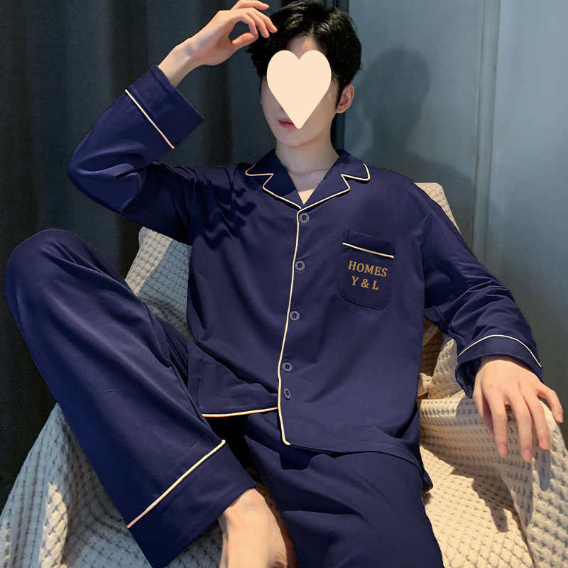 남성 잠옷 신작 가을 긴팔 정장 봄, 가을 대형 새 스타일은 핫 스타일 하이 엔드 캐주얼 홈웨어 외부에 착용 가능