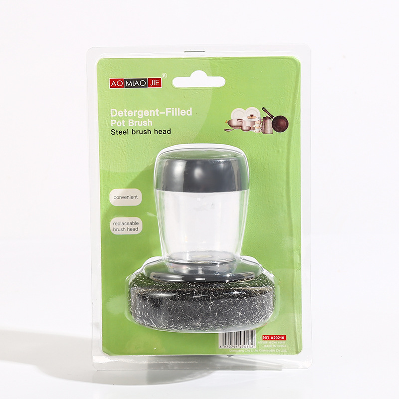 Kitchen Cleaning Brush, Dishwashing Brush, Steel Wool Ball Brush for Pots, Household Pot Brush, Automatic Liquid Dispensing, Manufacturer Wholesale Brushes