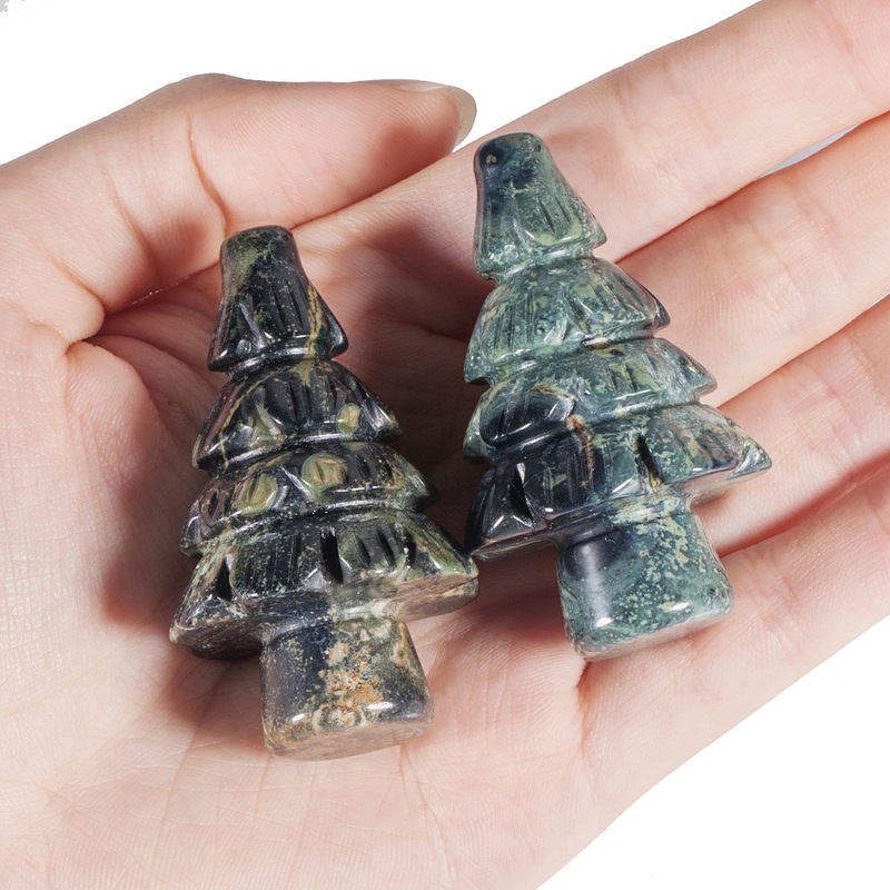 水晶圣诞树手工雕刻 能量发生器 摆件圣诞氛围感桌面创意水晶圣诞树摆设 图 5