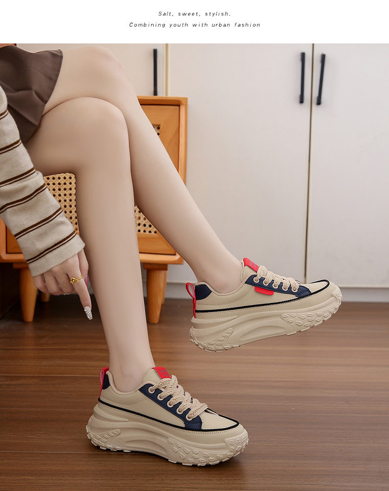 Giày sneaker nữ đế dày phong cách retro, giày thể thao nhẹ nhàng chạy bộ đi bộ — K6710 màu kaki, K6710 màu xanh dương chi tiết 11