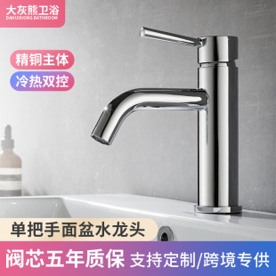 Cross-border Washbasin Faucet Refined Copper Main Body Cold and Hot Double Control Table Basin Kitchen Faucet Hotel Basin Faucet