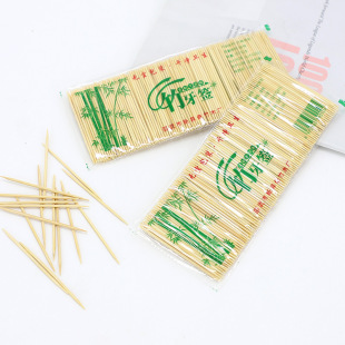 Double Bamboo Toothpick Factory Wholesale Disposable Bag Fruit Toothpick Household Hotel Restaurant Supermarket Strip Toothpick