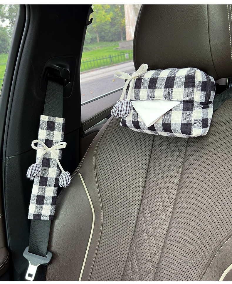 Creative Plaid Tulip Car Seat Belt Shoulder Cover High-End Car Safety Belt Anti-Wear Car Interior Decoration