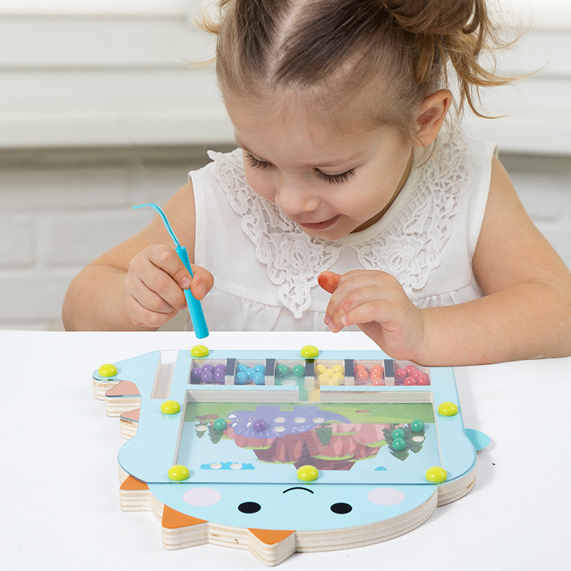 Dinosaurio magnético transfronterizo bolígrafo paseo laberinto infantil juguetes de rompecabezas color clasificación cognitivo puzzle juguetes de puzzle