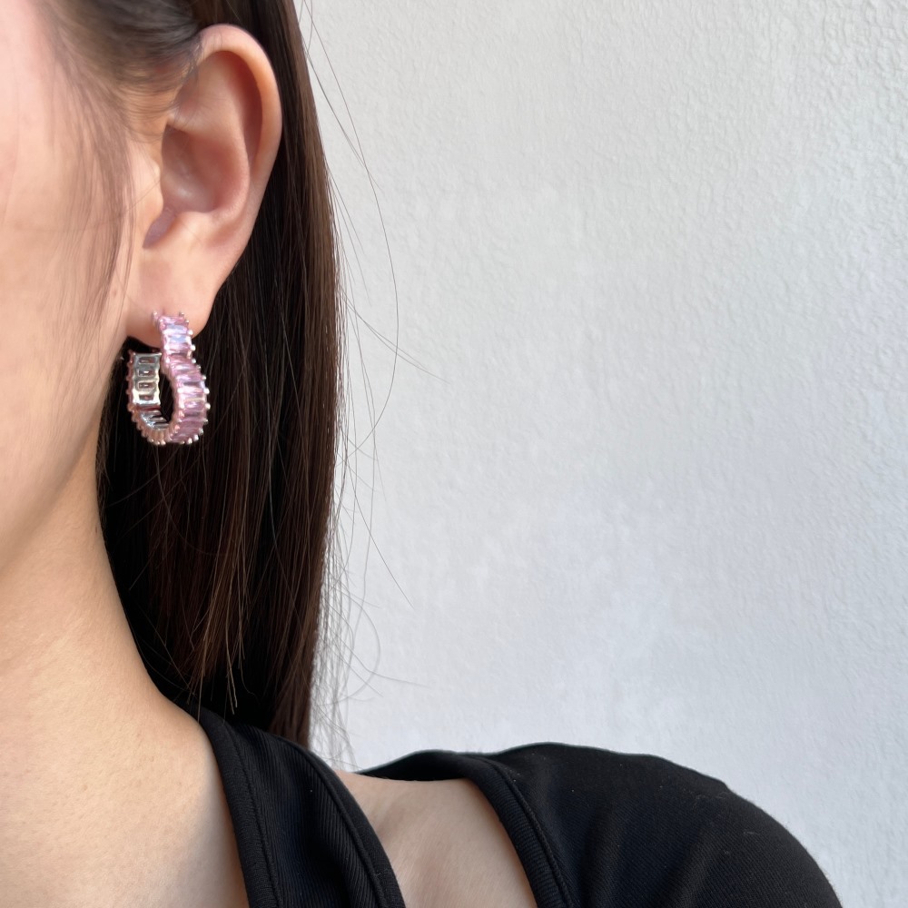 Valentine'S Day Festival 1 Pair 18K Gold Plated Rhodium Plated 925 Sterling Silver Zircon 925 Sterling Silver Earrings Heart Shape Hoop Earrings Ear Studs