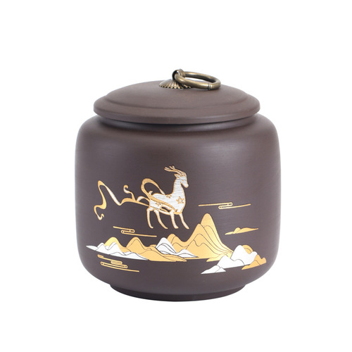 New purple clay ceramic tea canister black tea Pu'er oolong tea gift box tea storage canister capacity about 150g wholesale