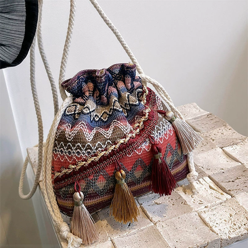 Brand ethnic one-shoulder bag, shoulder bag, handmade, internet celebrity
