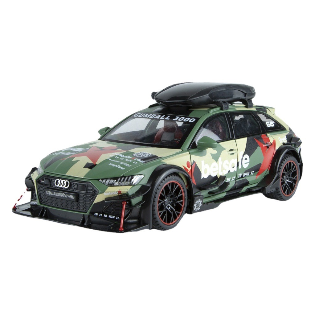 1:24RS6 modificado modelo de coche de aleación pull back sonido y luz simulación coche deportivo modelo de aleación juguetes para niños