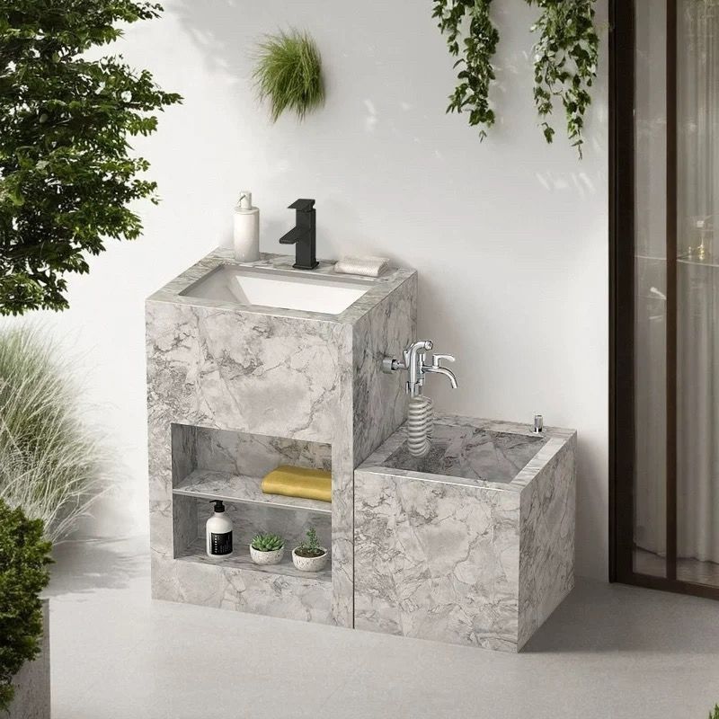 Slate Column Wash Basin Wash Basin Bathroom Wash Basin Integrated Outdoor Balcony Wash Basin Courtyard Floor-Standing