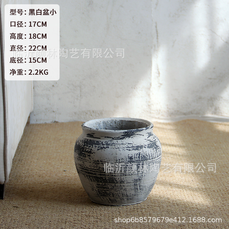 Retro cemento blanco gran estómago maceta tequila azul sala de estar verde maceta hotel centro comercial gran planta verde