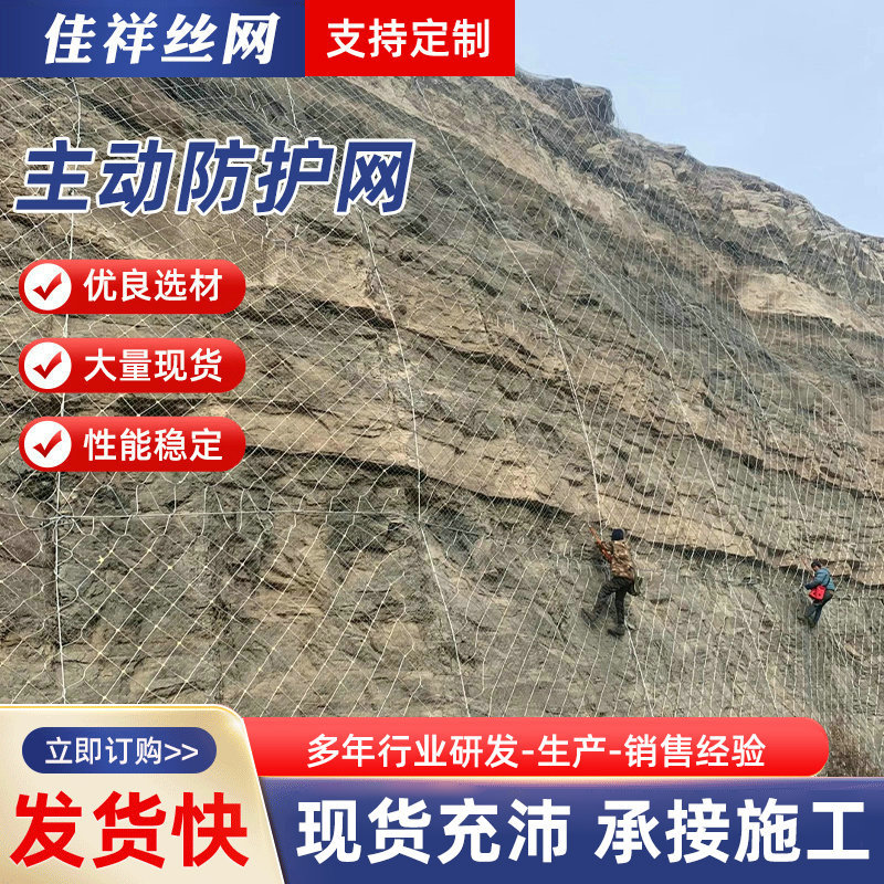 主动边坡防护网 柔性山体防护网被动护坡防落石钢绳网主动网