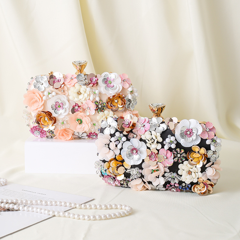 Elegante Abendtasche Mit Blumenperlen Handgefertigt Für Damen_voghion.com