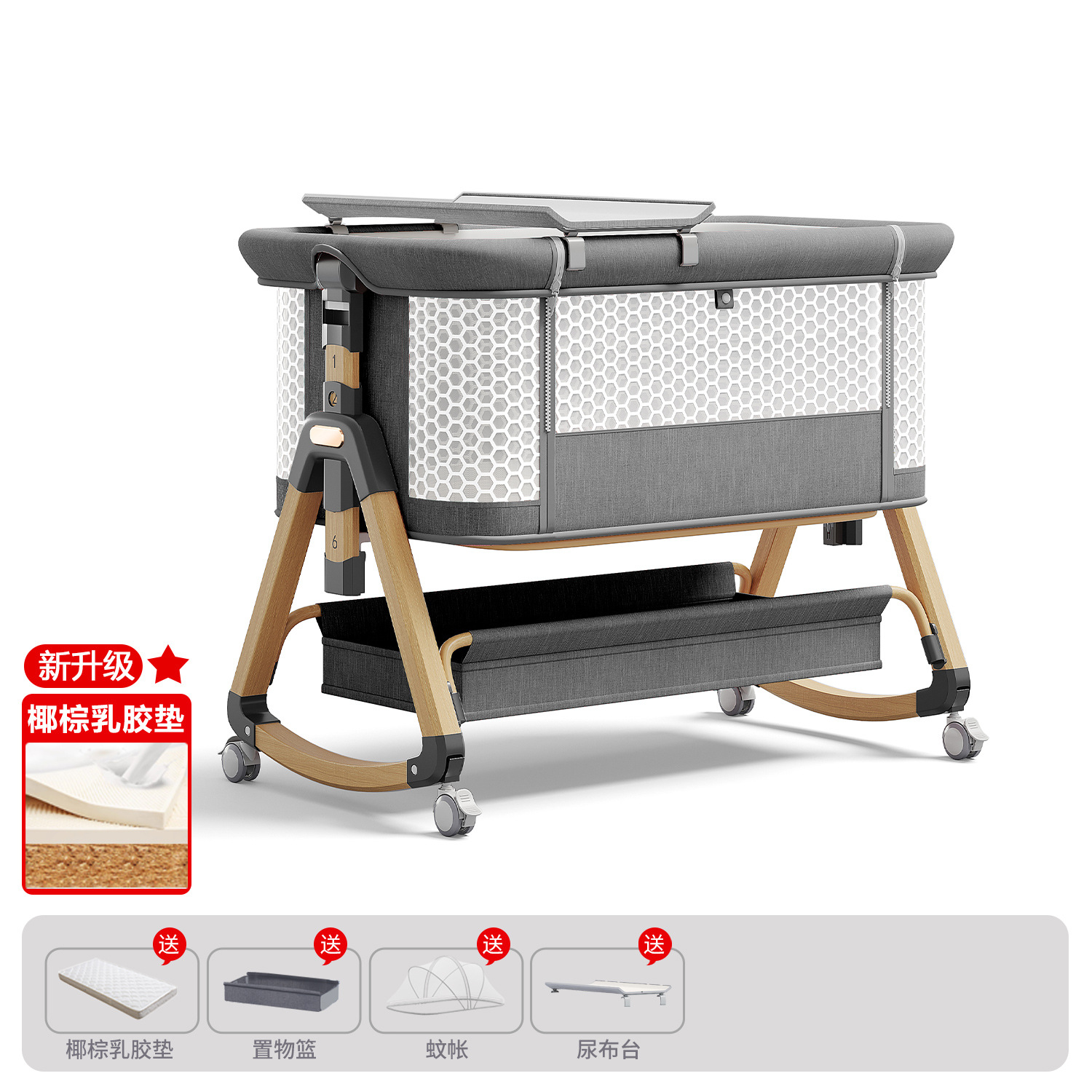 Cama de bebé móvil portátil cuna cama plegable multifuncional BB cama para recién nacidos empalme cama grande