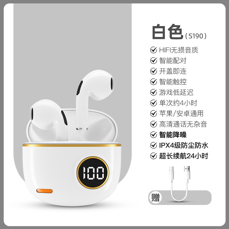 Nuevos auriculares Bluetooth transfronterizos TWS mini retro LED medio auriculares deportivos de gran potencia al por mayor