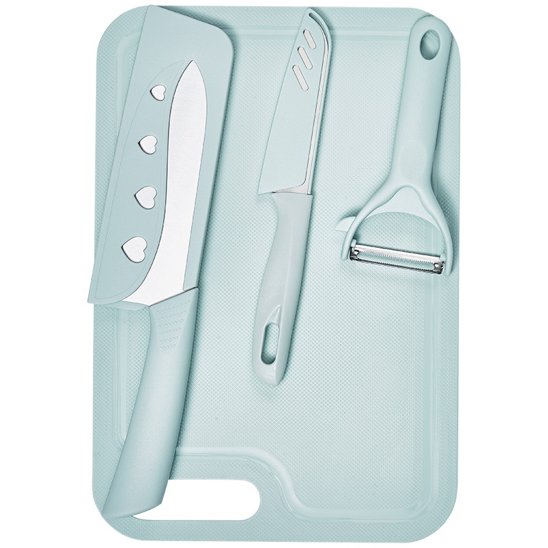 炊大皇刀具套装切片刀水果刀刨皮刀菜板4件套双色可选