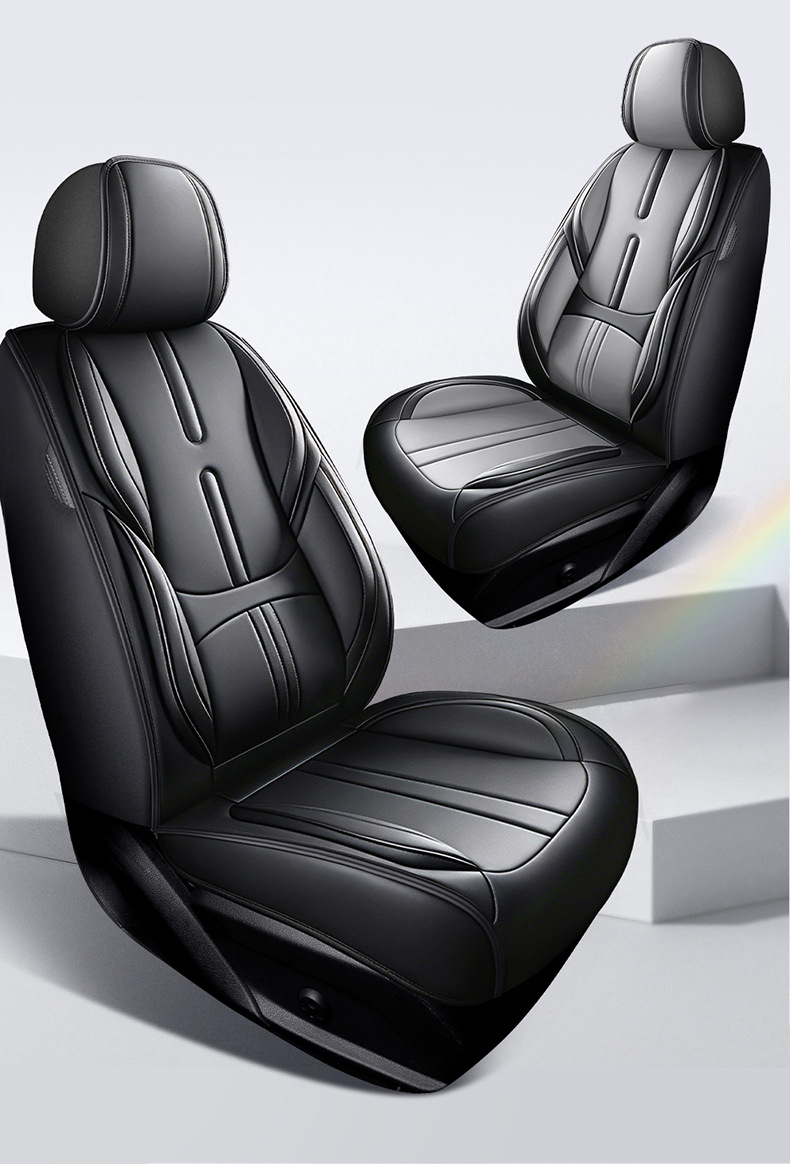 New car seat cushions made of Nappa leather, 8-piece full car seat cover set, universal for all seasons, full-cover leather seat covers