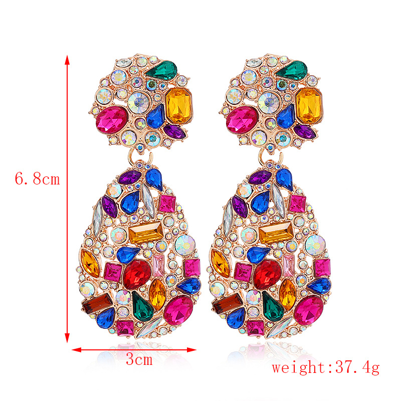 1 Pair Retro Exaggerated Water Droplets Plating Inlay Alloy Rhinestones Ear Clips display picture 1