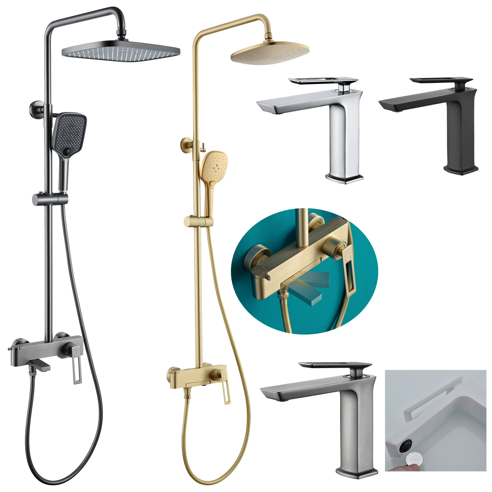 HIDEEP для ванной комнаты домашнего душевого шкафного пистолета серый душевой душ набор производителей оптом современный и простой тип