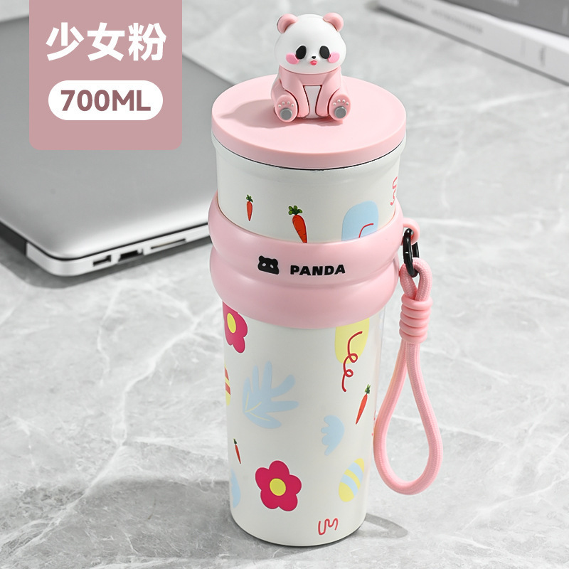 可爱公仔~高颜值不锈钢保温杯大容量316车载可爱印花保冷吸管杯|undefined