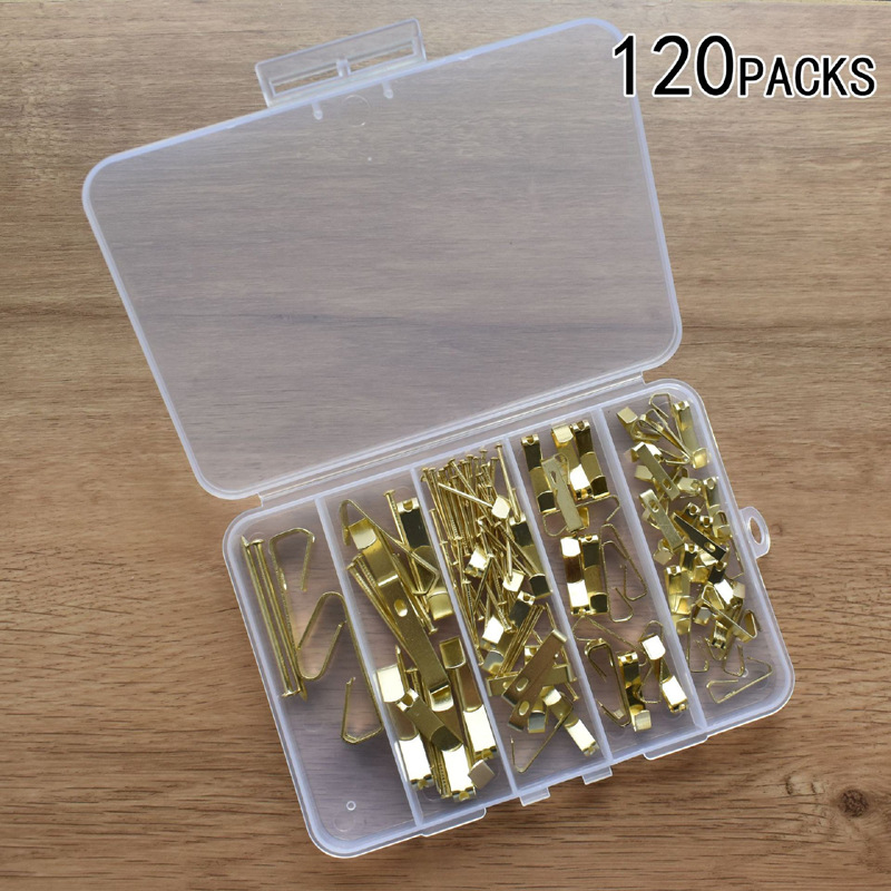 新款120只木墙挂钩组合套装 跨境1.8高度吊钩钉钩金属配件盒装