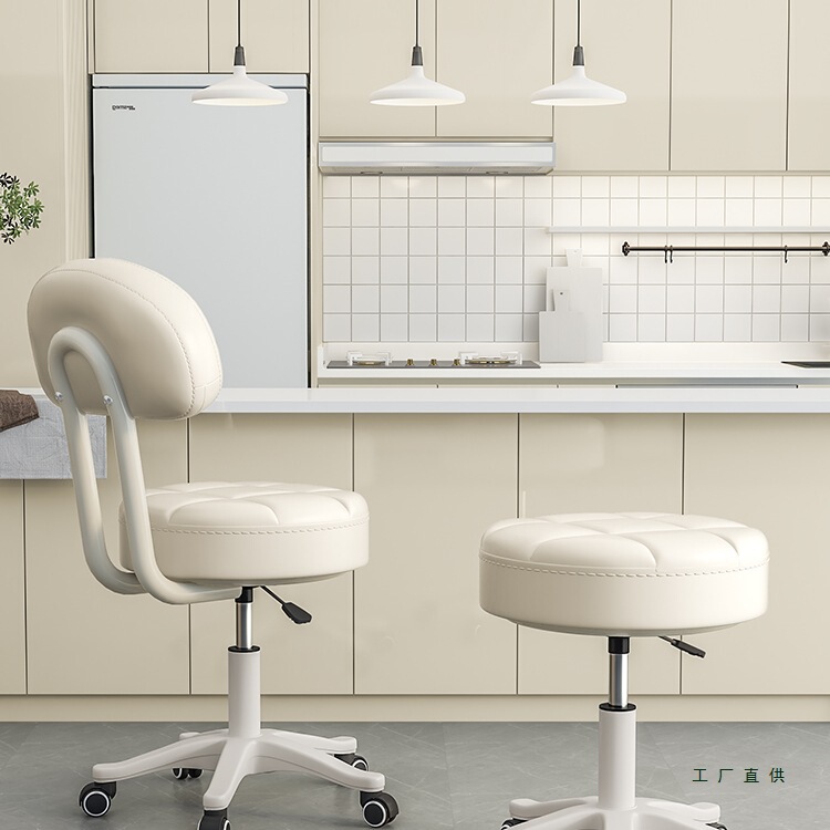 Swivel Small Stool Student Adjustable Desk Chair Home Makeup Round Stool Caster Backrest Chair Comfortable Seat