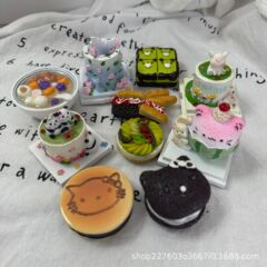 ハローキティ ケーキ冷蔵庫マグネット 食玩ベーグルゼリーペア ディンビング人気タロイモボールボウル バゲット冷蔵庫マグネット