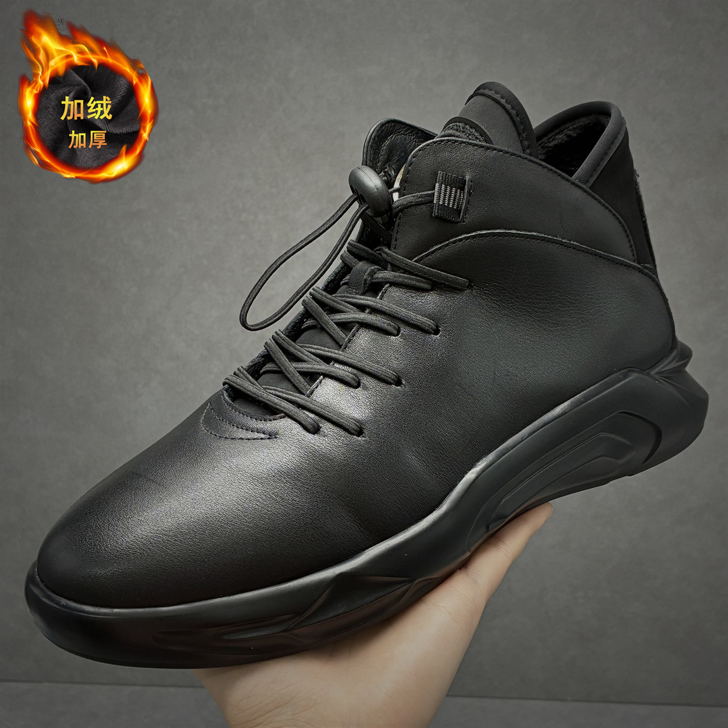 High-Top Leather Shoes Autumn and Winter New Style Fleece-Lined Warm First-Layer Cowhide Casual Shoes Men's Soft Leather Trendy Shoes Genuine Leather Short Boots