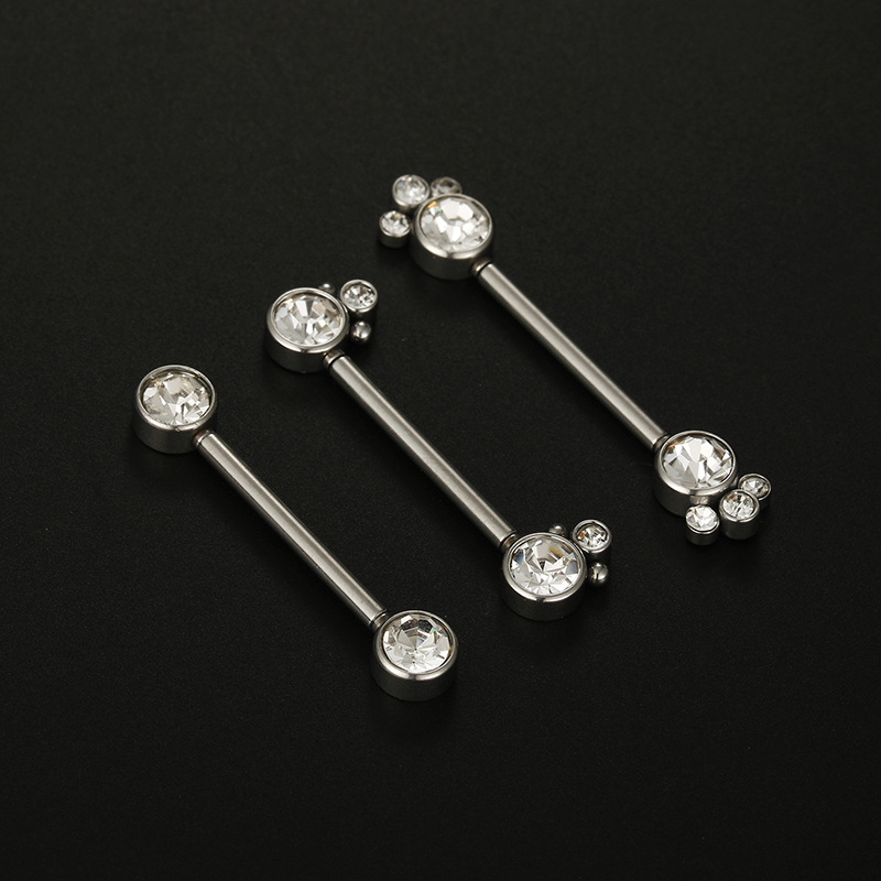 Daily Occasion Stainless Steel Material Solid Color Pattern Fashion Solid Color Stainless Steel Inlay Artificial Diamond Adhesive Nail 1 Piece