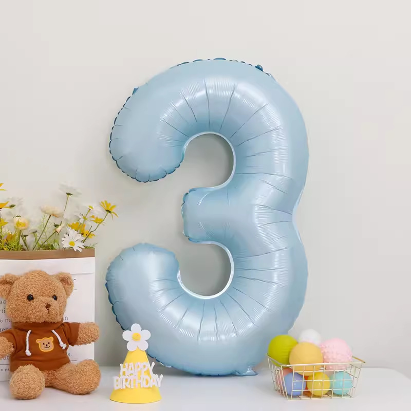 40inch アルミフィルムデジタルバルーン ベビーブルーピンク 女の子の誕生日シーンの装飾 ベビー123歳の誕生日の装飾|undefined