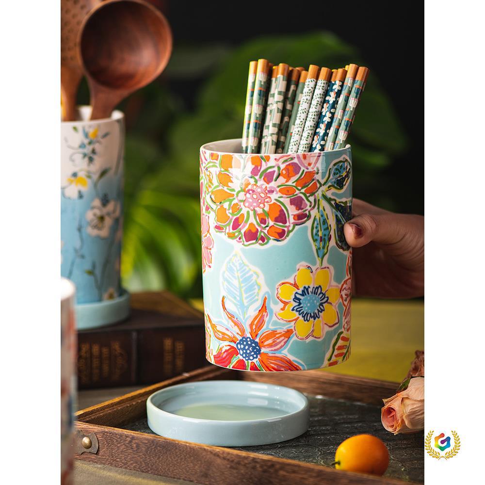 ✅ Ceramic chopstick holder, mold-resistant, with spoon and fork storage, kitchen chopstick box, stylish and practical for home use, ceramic chopsticks