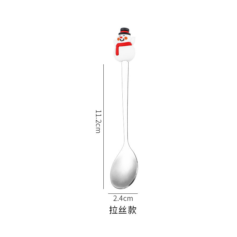 国境を越えたスプーンフォークセットクリスマス雰囲気感食器金色コーヒースプーン甘いスプーンステンレス人形クリスマス|undefined