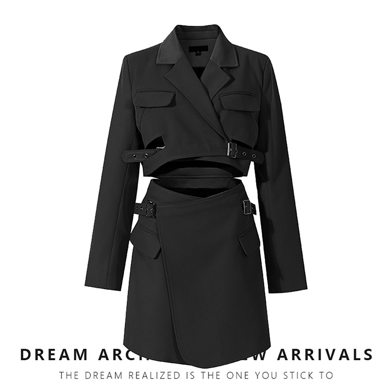 Women's Clothing two piece handsome and trendy slim suit jacket high waist short skirt jumpsuit_voghion.com