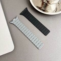 適用蘋果手錶45678代雙色硅膠磁吸雙點款錶帶iwatch磁力腕帶
